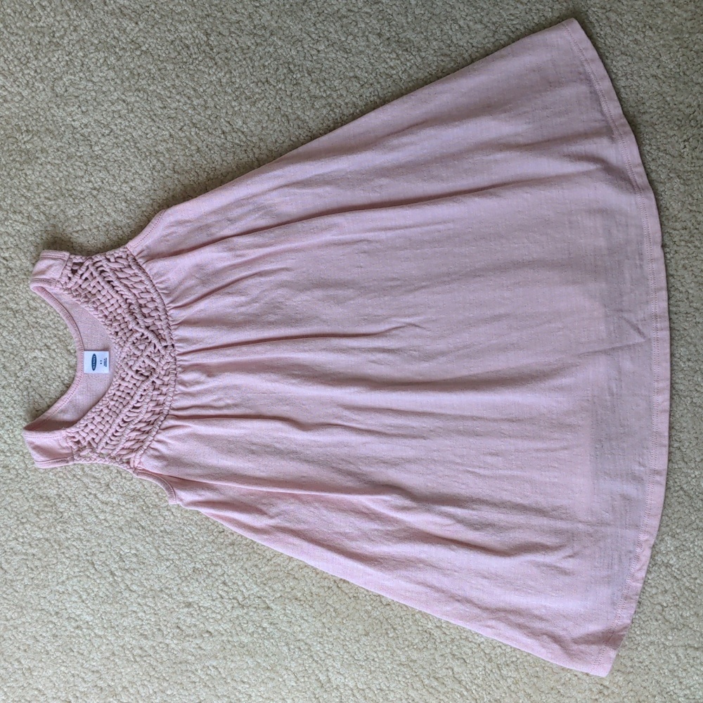 Little Girls Pink Racerback Dress With Weaved Bib | Size 4T | Old Navy